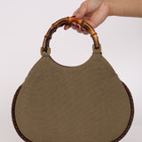 Gucci Bamboo Weave Top Handle Bag Linen