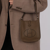 Rare Hermès 2005 Etoupe Epsom Short Strap Evelyne TPM PHW