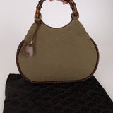 Gucci Bamboo Weave Top Handle Bag Linen