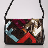 Fendi Multicolor Logo Sequin Patent Flap