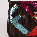 Fendi Multicolor Logo Sequin Patent Flap