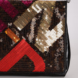 Fendi Multicolor Logo Sequin Patent Flap