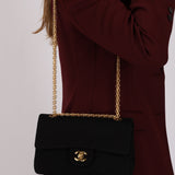 Chanel 1995 Black Jersey Small Single Flap Bag 24K GP