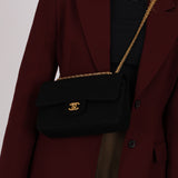 Chanel 1995 Black Jersey Small Single Flap Bag 24K GP