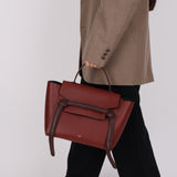 Celine Maroon Leather Braided Mini Belt Bag