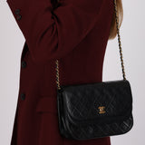 Chanel 1988 Black Lambskin Classic Moon Double Flap 24K GP