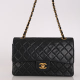 Chanel Medium Classic Double Flap Black Lambskin 1991 24K GP