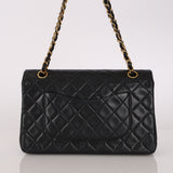 Chanel Medium Classic Double Flap Black Lambskin 1991 24K GP