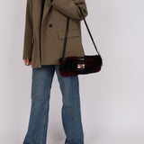 Rare Fendi 2010 Rabbit Fur Baguette Crossbody Bag