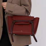Celine Maroon Leather Braided Mini Belt Bag