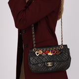 Chanel 2011 Black Lambskin Marine Charms Single Flap Bag