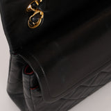 Chanel Medium Classic Double Flap Black Lambskin 1991 24K GP