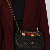 Chanel 2011 Black Lambskin Marine Charms Single Flap Bag