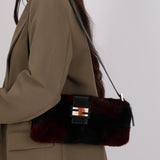 Rare Fendi 2010 Rabbit Fur Baguette Crossbody Bag