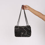 Rare Chanel Small Single Flap Black Patchwork Lambskin 2011 SHW