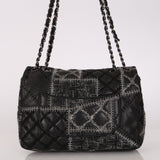 Rare Chanel Small Single Flap Black Patchwork Lambskin 2011 SHW
