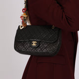 Chanel 2011 Black Lambskin Marine Charms Single Flap Bag