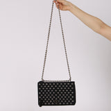 Prada Black Tessuto and Calfskin Grommets Full Flap Bag
