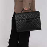 Ultra-Rare Chanel 1995 Quilted Lambskin Flap Briefcase Lucite CC Turn-Lock