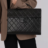 Ultra-Rare Chanel 1995 Quilted Lambskin Flap Briefcase Lucite CC Turn-Lock