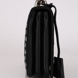 Prada Black Tessuto and Calfskin Grommets Full Flap Bag
