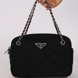 Prada Black Tessuto Impuntu Bowling Bag