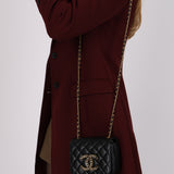 Chanel Crystal CC Mini Square Flap Black Lambskin 2022 AGHW