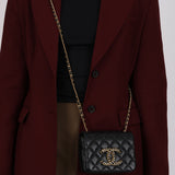 Chanel Crystal CC Mini Square Flap Black Lambskin 2022 AGHW