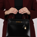 Hermès 1987 Noir Box Kelly 28 Sellier GHW