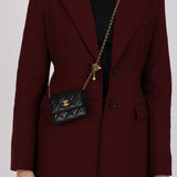 Chanel 2022 Black Lambskin Turnlock Pearl Crush Cardholder on Chain