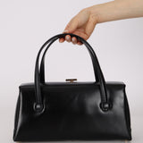 Gucci Black Box Calf Square G Top Handle Bag