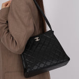 Rare Chanel 1996 Caviar Double-Sided Turnlock Shoulder Kelly