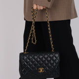 Chanel 1991 Navy Lambskin Curve Medium Flap Bag 24K GP
