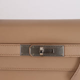Ultra-Rare Hermès 2015 Argile Tadelakt Kelly Sellier 28 Guilloche PHW