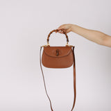 Gucci Cognac Leather 1947 Bamboo Turnlock Small Top Handle
