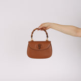 Gucci Cognac Leather 1947 Bamboo Turnlock Small Top Handle