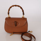 Gucci Cognac Leather 1947 Bamboo Turnlock Small Top Handle