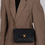 Chanel 1991 Navy Lambskin Curve Medium Flap Bag 24K GP