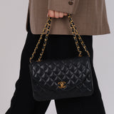 Chanel 1991 Navy Lambskin Curve Medium Flap Bag 24K GP