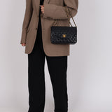 Chanel 1991 Navy Lambskin Curve Medium Flap Bag 24K GP