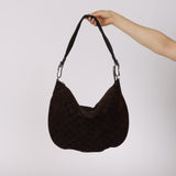 Runway Gucci 1997 Chocolate GG Suede Medium Hobo