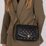 Rare Chanel Medium Diana Flap Black Caviar 1996 24K GP