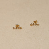 18K Yellow Gold and Diamond Fishbone Earrings