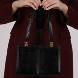 Fendi 1970s Black Lizard Frame Evening Bag