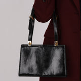 Fendi 1970s Black Lizard Frame Evening Bag