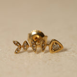 18K Yellow Gold and Diamond Fishbone Earrings