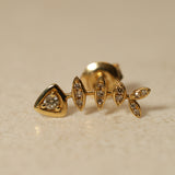 18K Yellow Gold and Diamond Fishbone Earrings