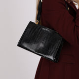Fendi 1970s Black Lizard Frame Evening Bag