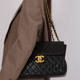 Chanel 1996 Lambskin XL Logo Jumbo Single Flap 24K GP