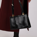 Fendi 1970s Black Lizard Frame Evening Bag